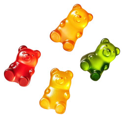 Poster - PNG 3 bear jellys floating sweets candy.