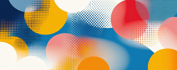 Wall Mural - colorful abstract background with vibrant stripes and dots in various hues