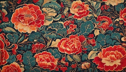 Canvas Print - colorful seamless retro pattern with floral elements art design background