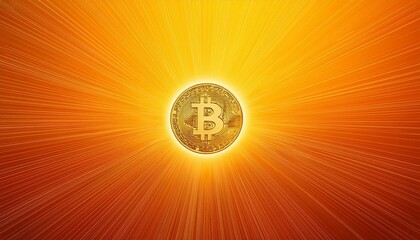 Wall Mural - illustration of a sun on orange yellow background