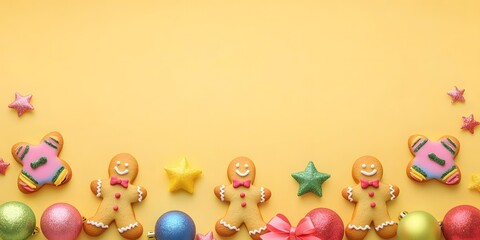 Wall Mural - christmas decoration on yellow 