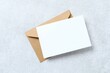 © Sunlight - Greeting card mockup with craft envelope. Empty greeting card for text design