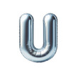 © Leo_Arts - Silver shiny foil balloon alphabet letter U, isolated on transparent cutout PNG