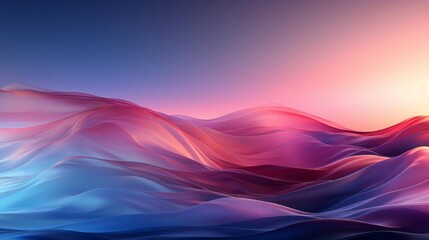 Wall Mural - A blue and pink wave with a sunset in the background