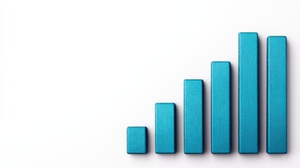 Blue Bar Graph: A simple yet powerful visual representation of growth and progress. The blue bars ascend in height, symbolizing upward trajectory and positive momentum.  