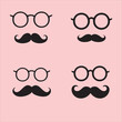 © Nouman - set of hipster mustache. set of hipster glasses. set of glasses. different mustache and glasses collection.