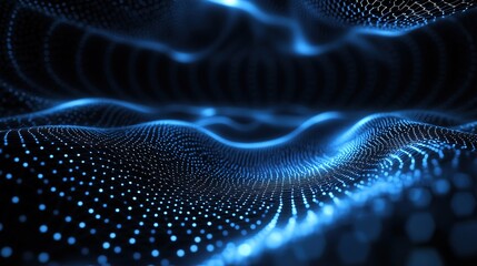 Dynamic waves of light and color create an energetic visual experience in a digital landscape