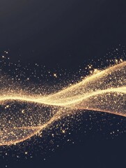 Fototapete - A mesmerizing abstract golden glitter wave flows gracefully across a dark backdrop, offering ample space for additional text or design features. Generative AI