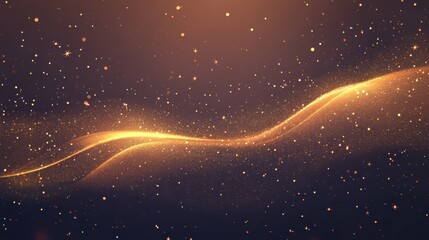 Fototapete - A fluid wave of golden glitter flows gracefully across a dark backdrop, offering a luxurious space for creative text or design elements. Generative AI