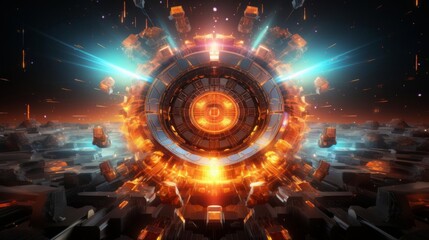 Wall Mural - A glowing orange circle with a blue center