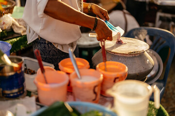 Wall Mural - Thai desserts bring together the colorful beauty, sweet flavors, and delicious taste of Asia, rooted deeply in local cultural traditions.