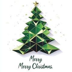 Poster - Abstract christmas tree made of green triangles. Christmas tree greeting card.