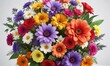 © suchetpong - A beautiful bouquet of colorful flowers against a crisp white background , colorful, white