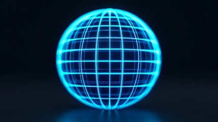 Wall Mural - global network sphere: futuristic glowing blue sphere with grid lines, symbolizing global connection