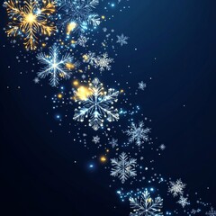 Aufkleber - Abstract Christmas digital web banner template with glowing snowflakes on dark blue