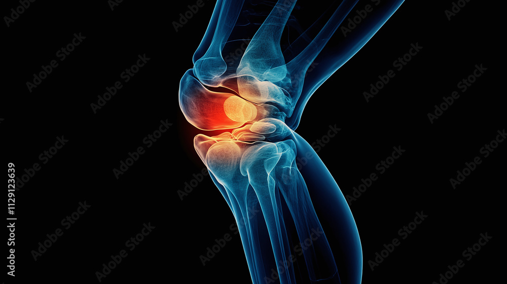Blue 3d medical x-ray anatomy of the knee pain. leg joint and bone ...