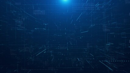 Global Network connected big data tunnel 3d Animation glowing nodes dots lines. Data flow futuristic Plexus science polygonal network technology business presentation artificial intelligence Ai 4K