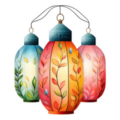 Poster - Colorful Decorative Lanterns with Floral Designs for Festive Occasions