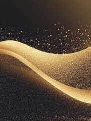 Leinwandbilder - A shimmering wave of gold glitter flows across a dark surface, providing an elegant backdrop ideal for adding custom text or graphics. Generative AI