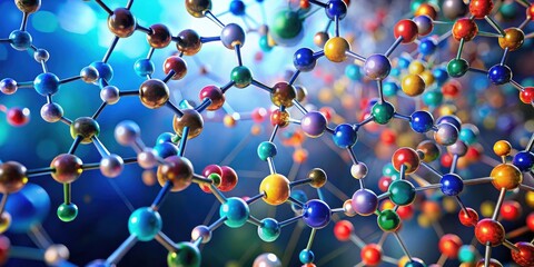 Wall Mural - a colorful molecular structure with connected spheres representing atoms and rods representing bonds