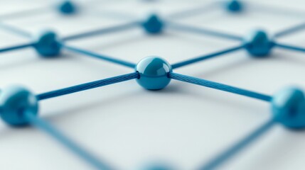 Wall Mural - interconnectedness: blue spheres, arranged in a grid pattern, represent the interconnectedness of mo