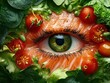 © Mandeep - creative food art featuring an eye surrounded by fresh ingredients