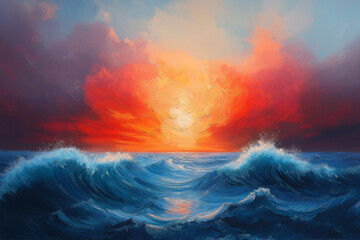 Wall Mural - beautiful sunrise over the sea