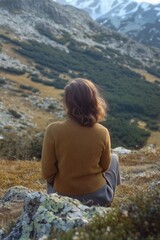 Wall Mural - Woman on Rocky Hill