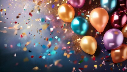 Wall Mural - colorful balloons and confetti for a festive celebration