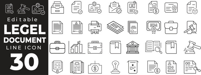 legal documents set of web icons in line style. document linear icons collection. containing passpor