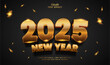 © Navy Graphic - 2025 New Year Editable Text Effect 3d Luxury Bold with Gold Confetti