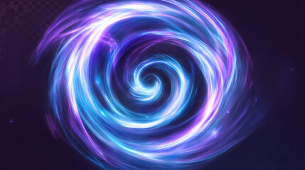 Canvas Print - Blue and purple light swirl isolated on transparent or white background, circular energy vortex illustration, png. Whirlpool. Illustration