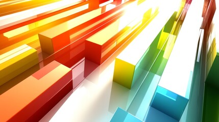 Leinwandbilder - Vibrant Colorful Abstract Lines and Blocks Radiating Light Effects