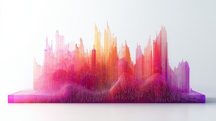 Aufkleber - Abstract 3D Visualization of Colorful Sound Waveform in Vibrant Hues