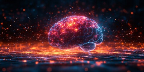 Wall Mural - glowing brain network ai neuroscience mind power