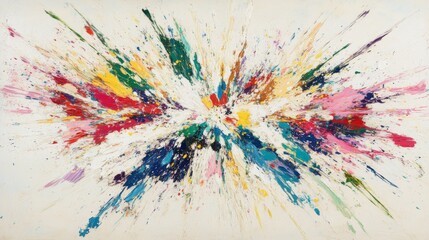 Poster - Vivid Abstract Explosion of Colorful Paint Splashes on Canvas