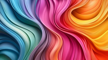 Leinwandbilder - Vibrant Colorful Waves of Paper Texture in Soft Gradient Flow