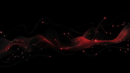 Leinwandbilder - Abstract Flow of Red Waves and Particles on Black Background
