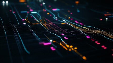 Aufkleber - Abstract Digital Background with Colorful Lines and Glowing Effects