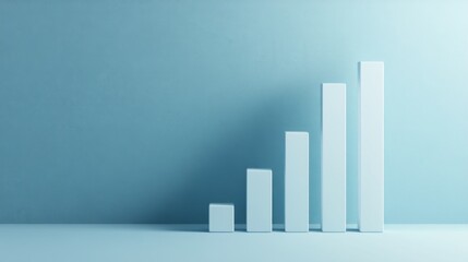 Fototapete - Simple Minimalist Growth Chart on Blue Background for Business Concepts