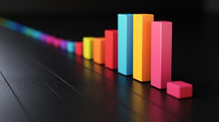 Poster - Colorful Bar Graph on Dark Background for Business and Finance