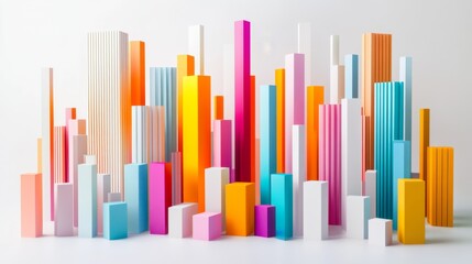 Poster - Colorful Geometric Shapes in Dynamic Urban Landscape Abstract Display