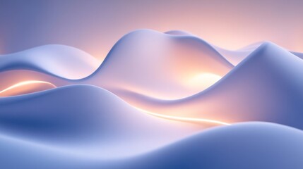 Poster - Abstract Wave Forms with Soft Light in Pastel Color Palette