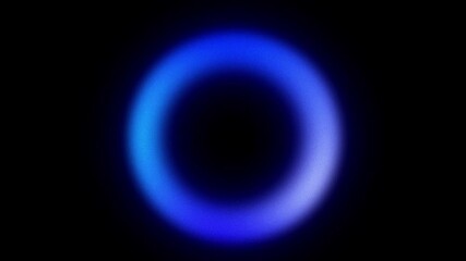 Wall Mural - looped abstract grainy blue gradient glowing pulsating ring on black background
