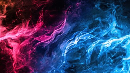Wall Mural - red blue smoke abstract on black background motion dynamic overlay graphic curve wave wallpaper