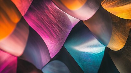 a close-up of a vibrant array of abstract, overlapping patterns forming a cohesive design, represent