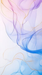 Fototapete - Soft, flowing hues of purple and blue blend gently, creating an abstract visual of fluid movement and delicate shapes