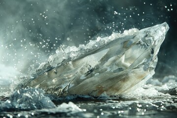 Wall Mural - A large rock situated in the center of a calm body of water, perfect for use as a background or focal point
