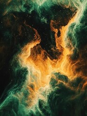Wall Mural - green and orange nebula