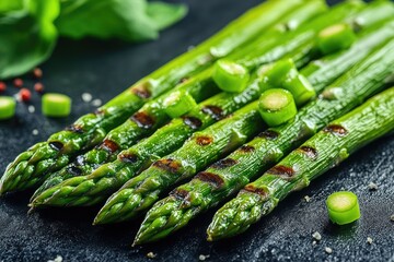 Sticker - Fresh asparagus spears on a plate, ideal for food photography and advertising healthy eating